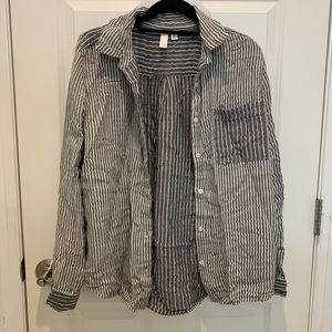 Grey-Blue and White Striped Dad Shirt (for Women)